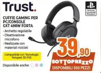 Expert Trust CUFFIE GAMING PER PC/CONSOLE GXT 498W FORTA offerta