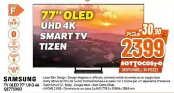 Expert SAMSUNG TV OLED 77" UHD 4K QE77S90D offerta