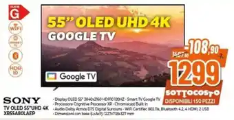 Expert SONY TV OLED 55"UHD 4K XR55A80LAEP offerta