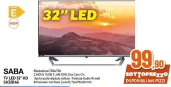 Expert SABA TV LED 32" HD SA32B46 offerta