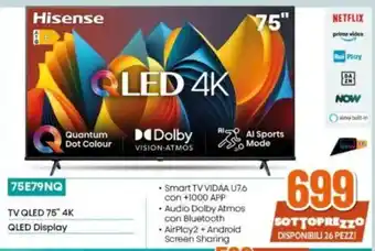 Expert Hisense 75E79NQ TV QLED 75" 4K QLED Display offerta