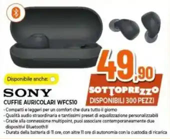 Expert SONY CUFFIE AURICOLARI WFC510 offerta