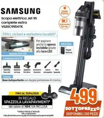 Expert SAMSUNG Scopa elettrica Jet 95 complete extra VS20C9554TK offerta