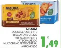 Eté Misura dolcesenza fette biscottate fibrextra fette  INTEGRALI320G offerta