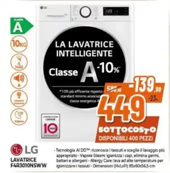 Expert LG LAVATRICE F4R3010NSWW offerta