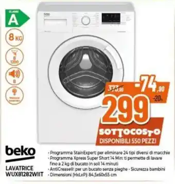 Expert beko LAVATRICE WUX81282WIIT offerta