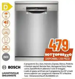 Expert BOSCH LAVASTOVIGLIE SMS4HMI07E offerta