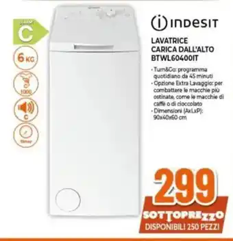 Expert INDESIT LAVATRICE CARICA DALL'ALTO BTWL60400IT offerta