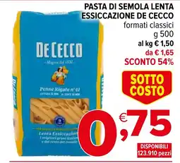 Iperal Pasta di semola lenta essiccazione DE CECCO offerta