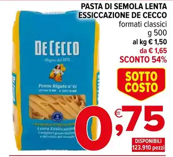 Iperal Pasta di semola lenta essiccazione DE CECCO offerta