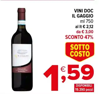 Iperal Vini doc IL GAGGIO offerta