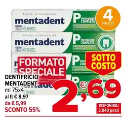 Iperal Dentifricio MENTADENT offerta