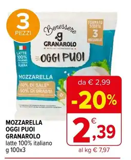 Iperal Mozzarella oggi puoi GRANAROLO offerta