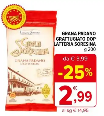 Iperal Grana padano grattugiato dop LATTERIA SORESINA offerta