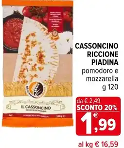 Iperal Cassoncino riccione piadina pomodoro e mozzarella offerta