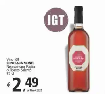 Alter Discount Vino IGT CONTRADA MONTE Negroamaro Puglia o Rosato Salento offerta