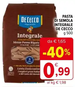 Iperal Pasta di semola integrale DE CECCO offerta