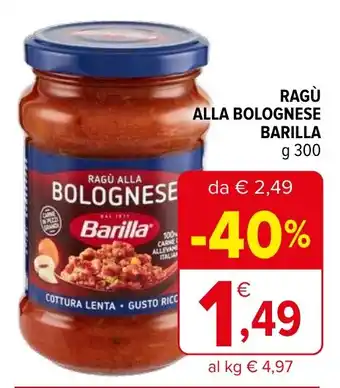 Iperal Ragu alla bolognese BARILLA offerta