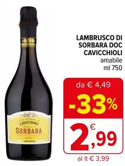 Iperal Lambrusco di sorbara doc CAVICCHIOLI offerta