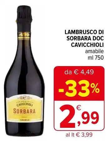 Iperal Lambrusco di sorbara doc CAVICCHIOLI offerta