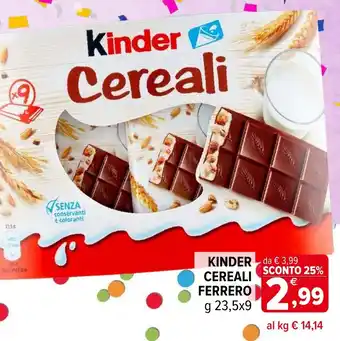 Iperal KINDER cereali ferrero offerta