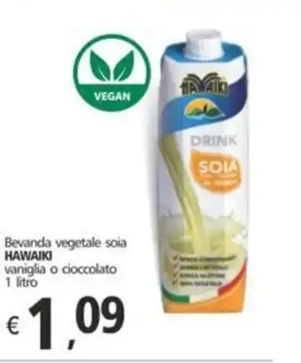 Alter Discount Bevanda vegetale soia HAWAIKI vaniglia o cioccolato offerta