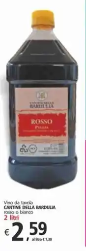 Alter Discount Vino da tavola CANTINE DELLA BARDULIA rosso o bianco offerta