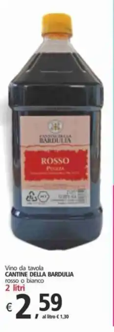 Alter Discount Vino da tavola CANTINE DELLA BARDULIA rosso o bianco offerta