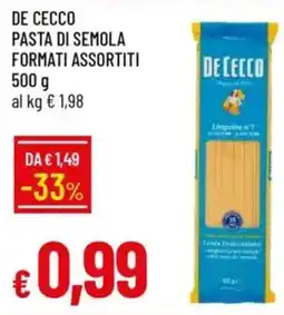 Galassia DE CECCO Pasta di semola formati assortiti offerta