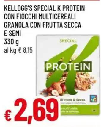 Galassia Kellogg's special k protein con fiocchi multicereali granola con frutta secca e semi offerta