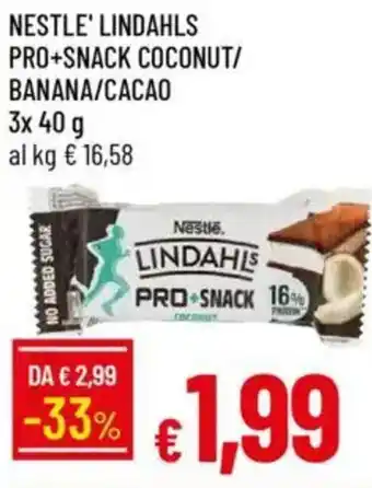 Galassia Nestle' lindahls pro+snack coconut/ banana/cacao offerta