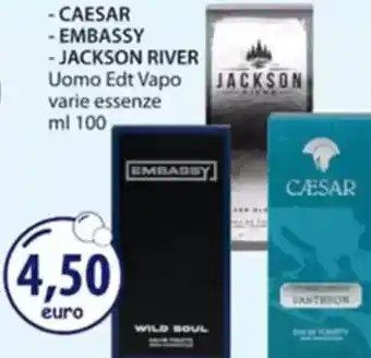 Acqua & Sapone -CAESAR - EMBASSY - JACKSON RIVER Uomo Edt Vapo varie essenze offerta