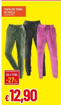 Galassia Pantalone donna in ciniglia colori assortiti offerta