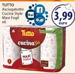 Acqua & Sapone TUTTO Asciugatutto Cucina Style Rai Maxi Fogli x6 offerta