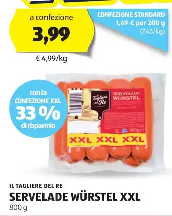 ALDI IL TAGLIERE DEL RE Servelade würstel XXL offerta