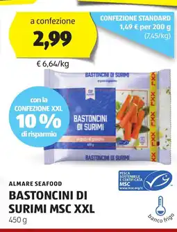 ALDI ALMARE SEAFOOD Bastoncini di surimi msc XXL offerta