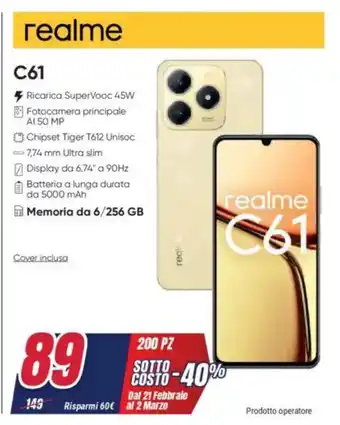 Trony realme C61 offerta