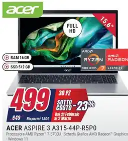 Trony ACER ASPIRE 3 A315-44P-R5P0 offerta