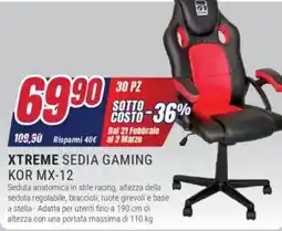 Trony XTREME SEDIA GAMING KOR MX-12 offerta