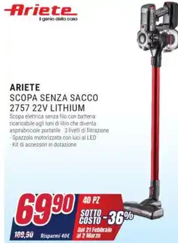 Trony ARIETE SCOPA SENZA SACCO 2757 22V LITHIUM offerta