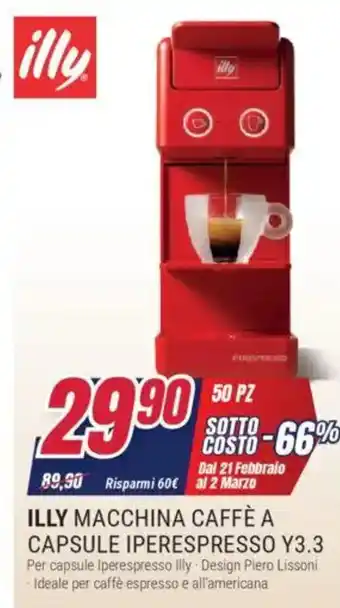 Trony ILLY Macchina Caffe a Capsule Iperespresso Y3.3 offerta