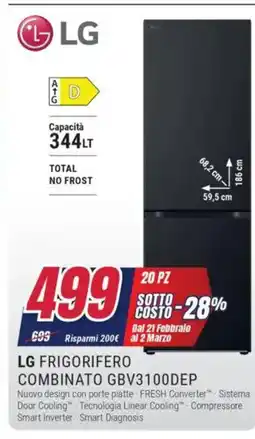 Trony LG FRIGORIFERO COMBINATO GBV3100DEP offerta
