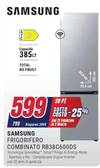 Trony SAMSUNG FRIGORIFERO COMBINATO RB38C600DS offerta