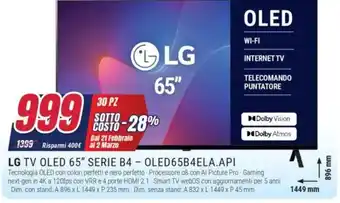 Trony LG TV OLED 65" SERIE B4 - OLED65B4ELA.API offerta