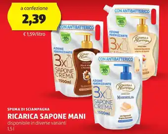 ALDI Spuma di sciampagna ricarica sapone mani offerta