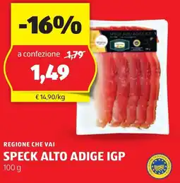 ALDI Speck alto adige igp REGIONE CHE VAI offerta