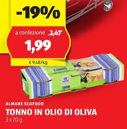 ALDI Tonno in olio di oliva ALMARE SEAFOOD offerta