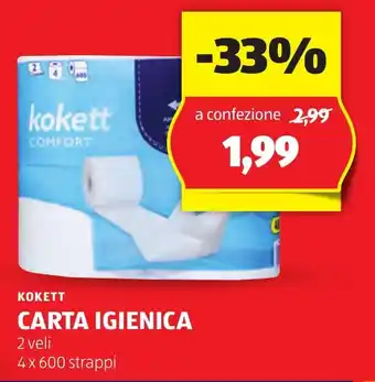 ALDI KOKETT Carta igienica offerta