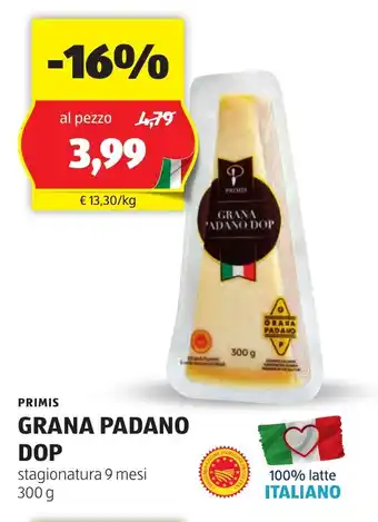 ALDI PRIMIS Grana padano dop offerta