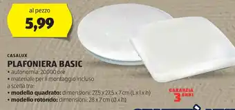 ALDI CASALUX Plafoniera basic offerta